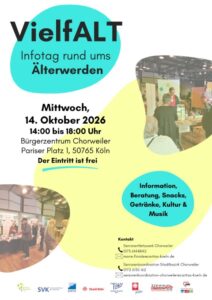 VielfALT Infotag rund ums Älterwerden Flyer 14.10.2026 im Bürgerzentrum Köln Chorweiler